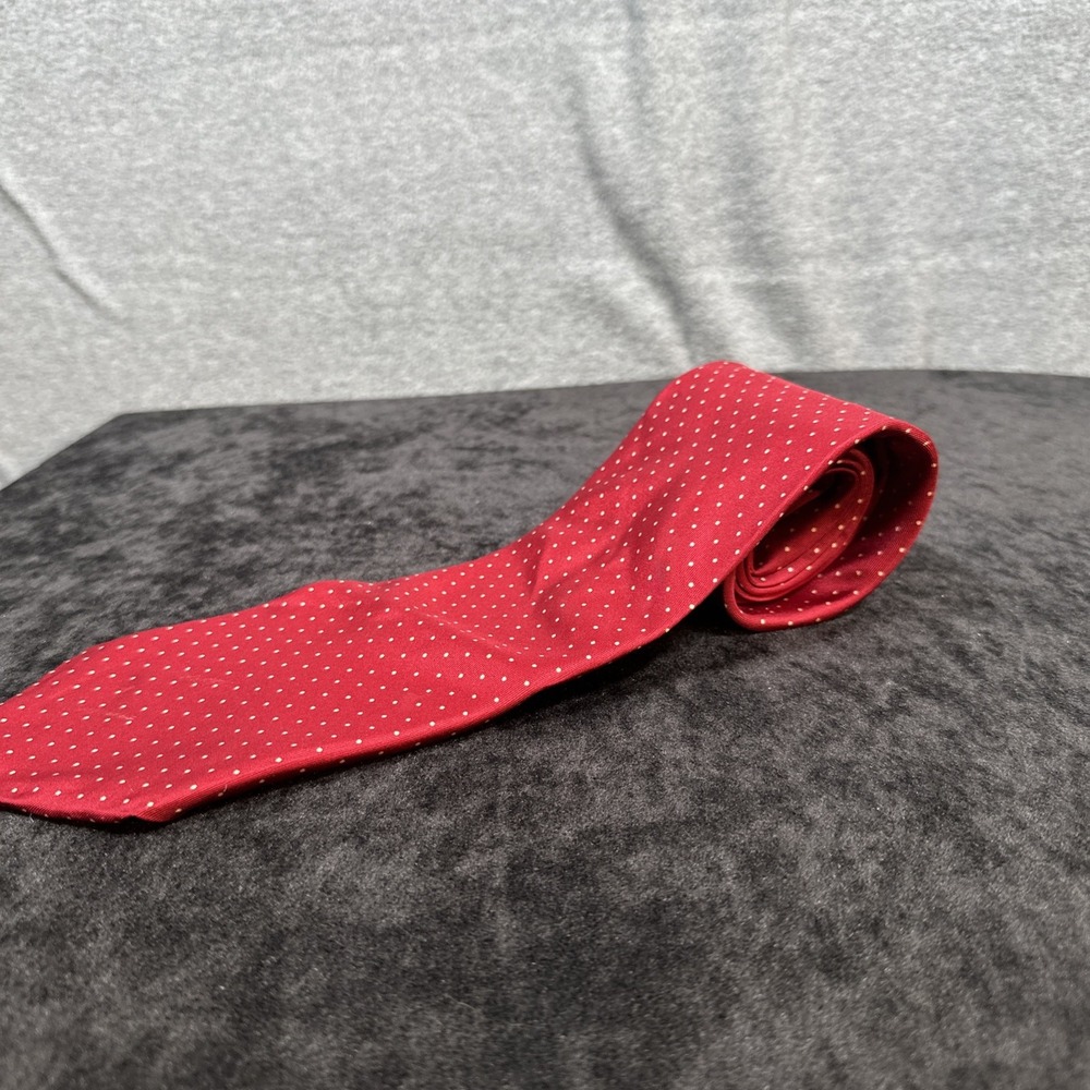 Daniel Milano Mens Silk Necktie Made in Italy Burgundy Red Polka Dot 60x3.125
